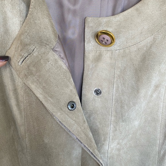 Suede sheath Dress / Sarafan - tan suede M - Picture 5 of 10